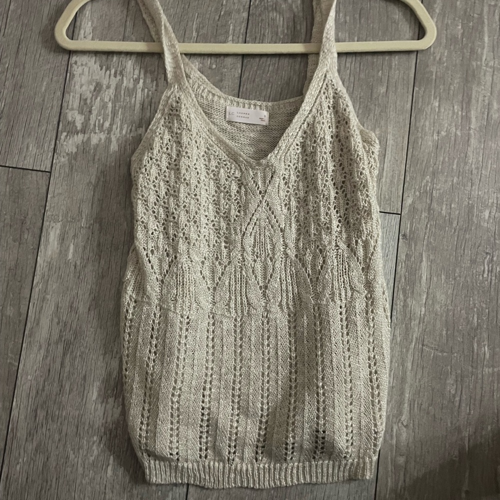 LC Lauren Conrad Cream Ribbed Camisole Top